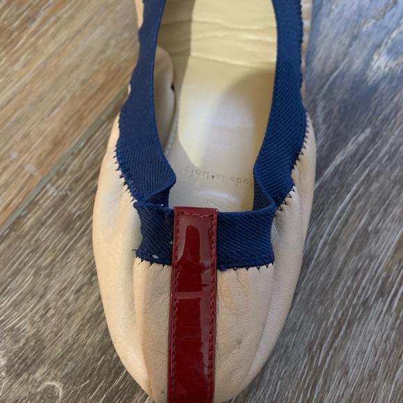 J. Crew cream flats with red and blue accents & elastic size 5.5 - Picture 6 of 9